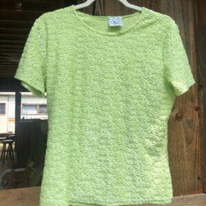 90s Neon Green Daisy Terry Cloth Shirt